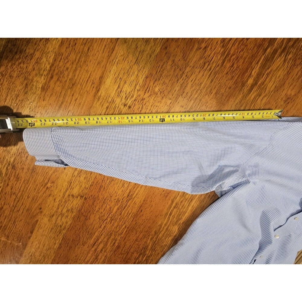Brooks Brothers Noniron Shirt Men 17 1/2-35 Madison Fit Blue Check Supima Cotton - Picture 7 of 8